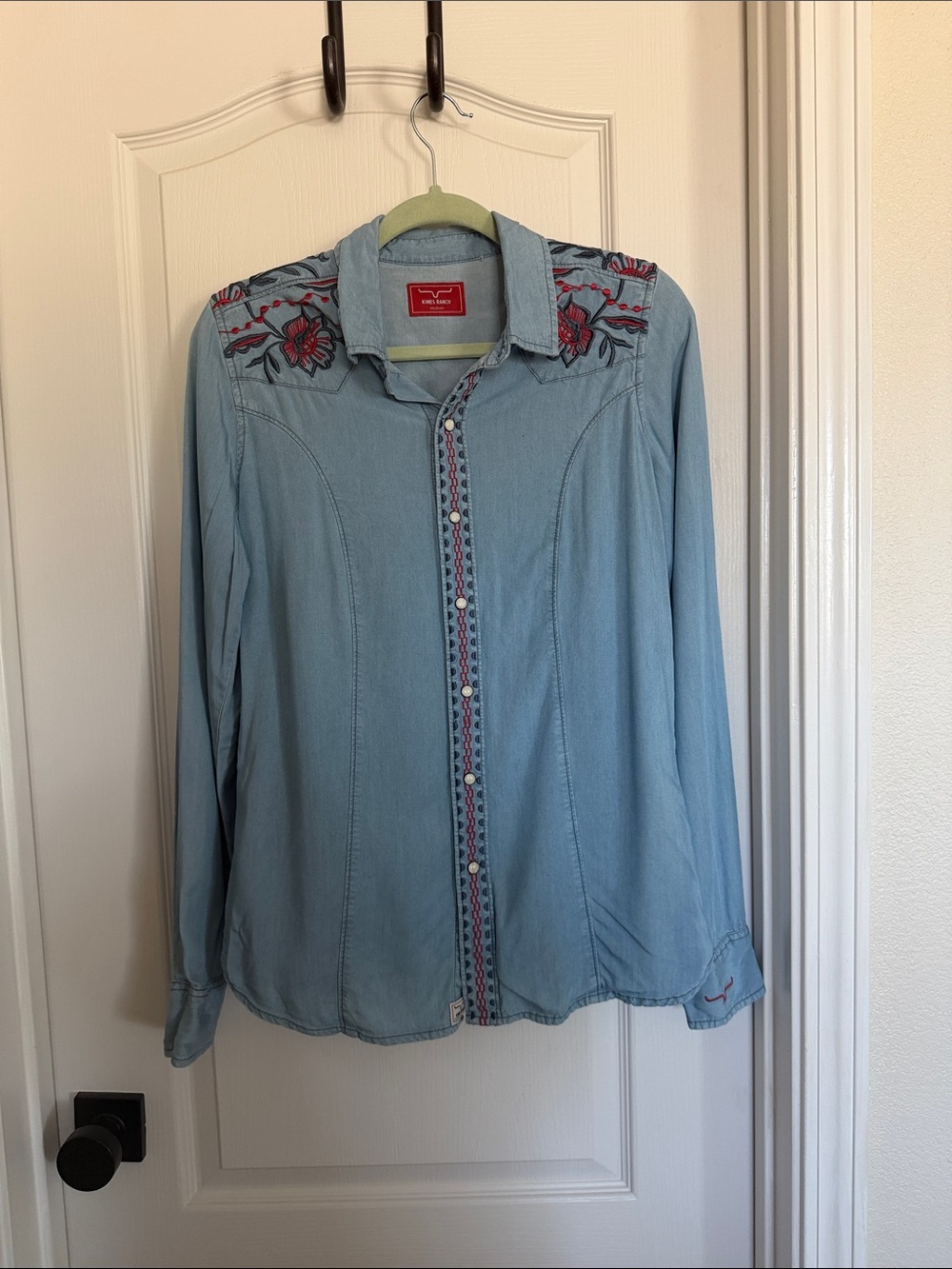 Kimes Ranch Light Blue Embroidered Button-Down Shirt